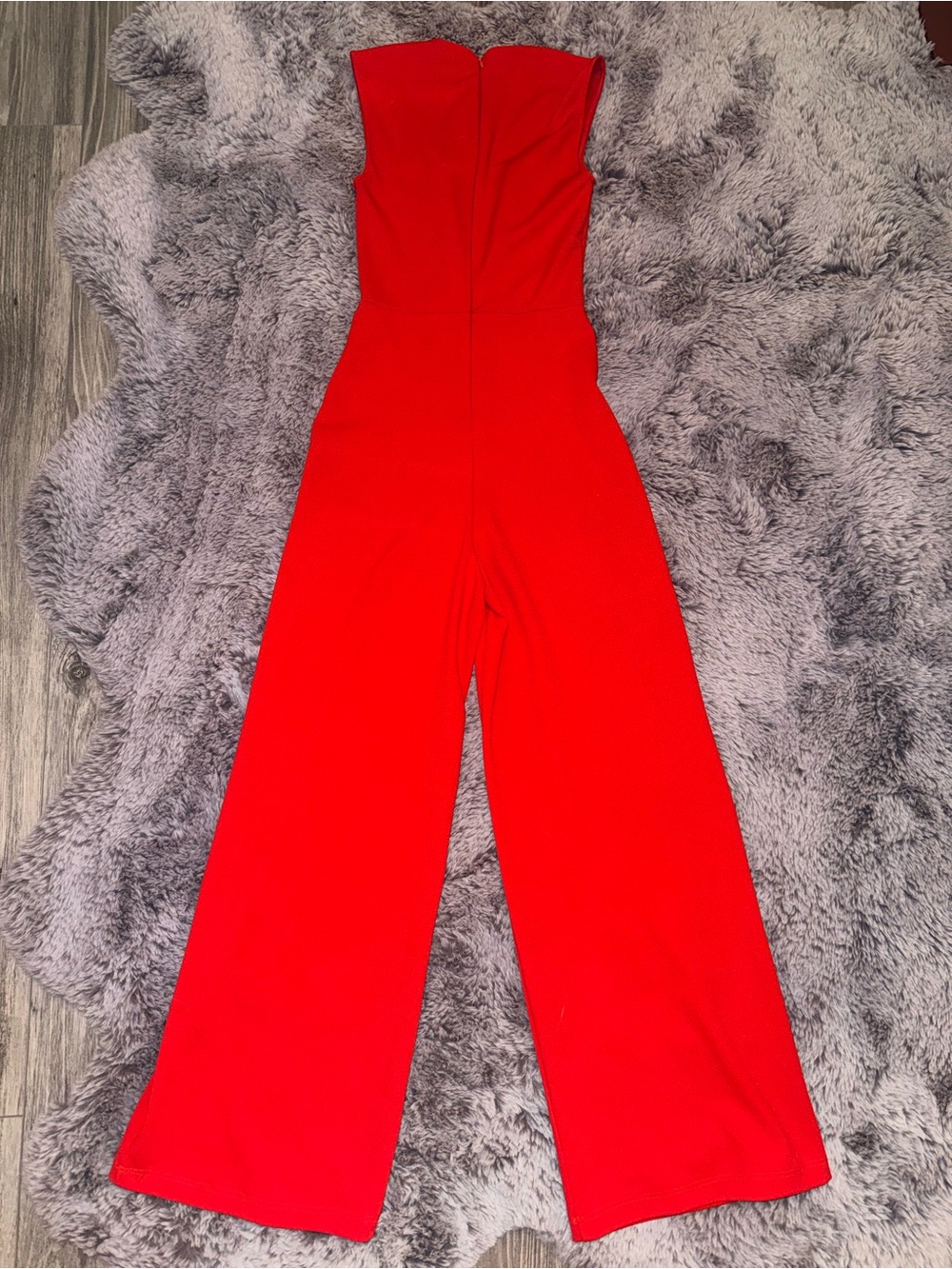 Lulu's Strapless Wide-Leg Red Jumpsuit
